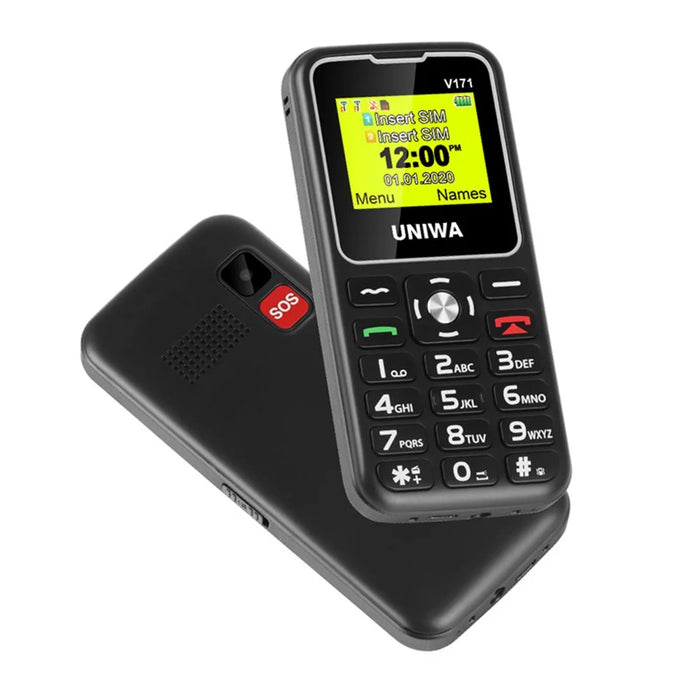 UNIWA V171 Dual SIM 1.77 inch Mobile Phone 1000mAh Battery 2G GSM Cellphone - Black / US Plug - 4