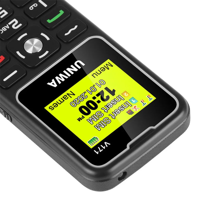 UNIWA V171 Dual SIM 1.77 inch Mobile Phone 1000mAh Battery 2G GSM Cellphone - Black / US Plug - 6