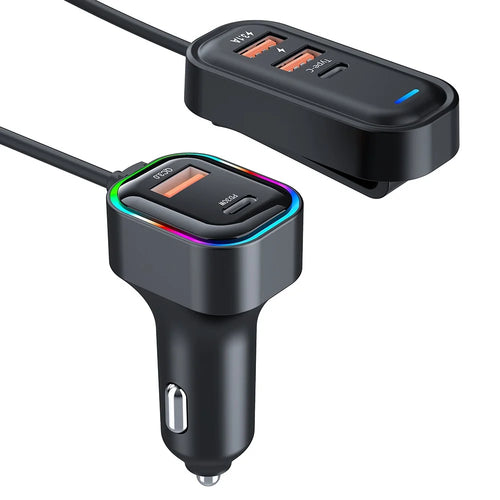 K5 66W Extension Cord Design 5 Ports Charging Adapter 3 USB + 2 Type-C Fast Charging Car Charger - 1