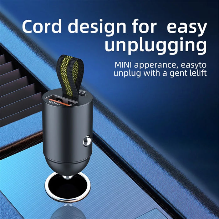 A1 Phone Fast Charging Adapter QC 3.0+PD 30W Dual Car Charger Hidden Car Cigarette Lighter - 4