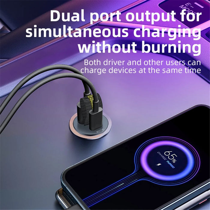 A1 Phone Fast Charging Adapter QC 3.0+PD 30W Dual Car Charger Hidden Car Cigarette Lighter - 5