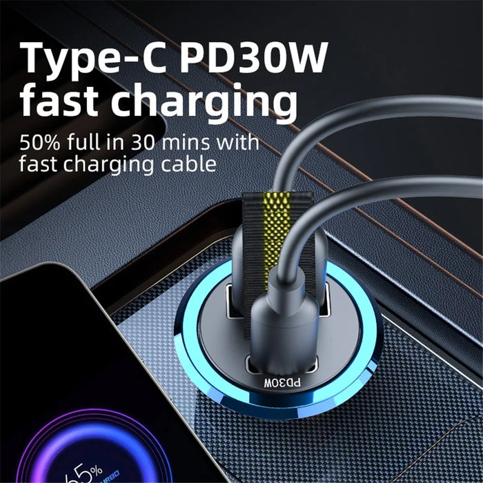 A1 Phone Fast Charging Adapter QC 3.0+PD 30W Dual Car Charger Hidden Car Cigarette Lighter - 6