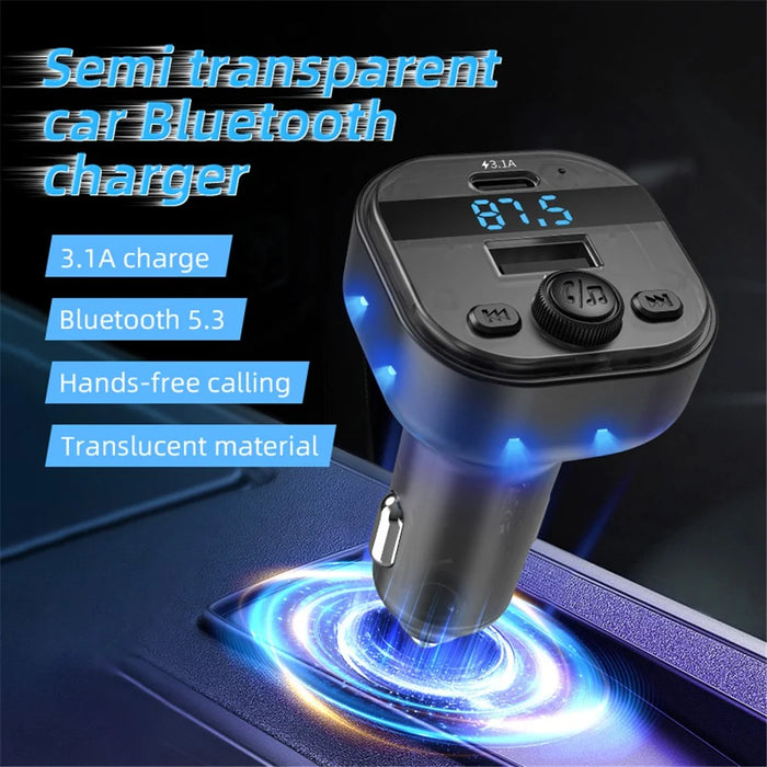 C1 Car Bluetooth-compatible MP3 Player Adapter Hands-free Charging Station with USB+Type-C Ports - 2