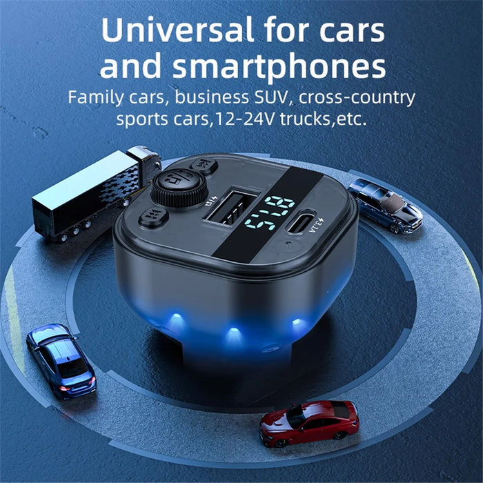 C1 Car Bluetooth-compatible MP3 Player Adapter Hands-free Charging Station with USB+Type-C Ports - 6