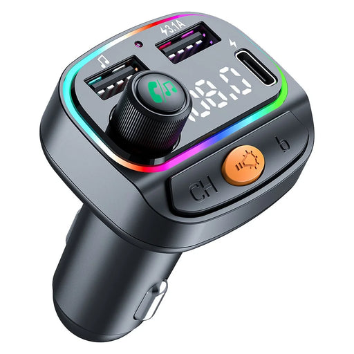 C2 Multifunctional Bluetooth-compatible MP3 Player Type-C+2 USB Car Charger with Ambient Light - 1