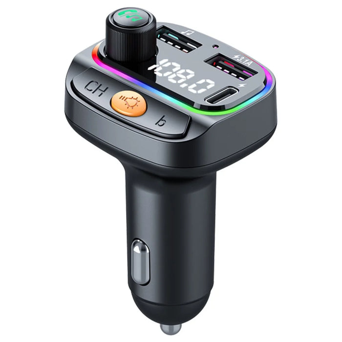 C2 Multifunctional Bluetooth-compatible MP3 Player Type-C+2 USB Car Charger with Ambient Light - 2
