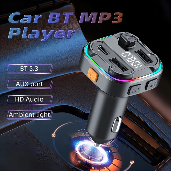 C3 Bluetooth-compatible Hands-free Call Adapter FM Transmitter Car MP3 Music Player Type-C + Dual USB Car Charger - 3