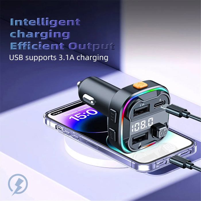 C3 Bluetooth-compatible Hands-free Call Adapter FM Transmitter Car MP3 Music Player Type-C + Dual USB Car Charger - 4