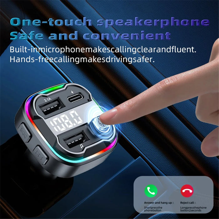 C3 Bluetooth-compatible Hands-free Call Adapter FM Transmitter Car MP3 Music Player Type-C + Dual USB Car Charger - 5