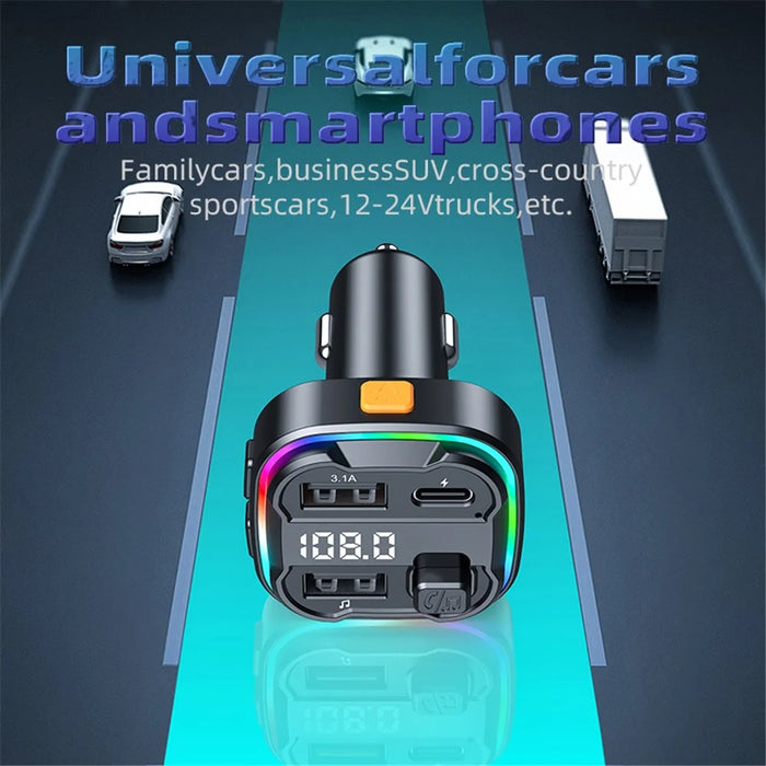 C3 Bluetooth-compatible Hands-free Call Adapter FM Transmitter Car MP3 Music Player Type-C + Dual USB Car Charger - 6