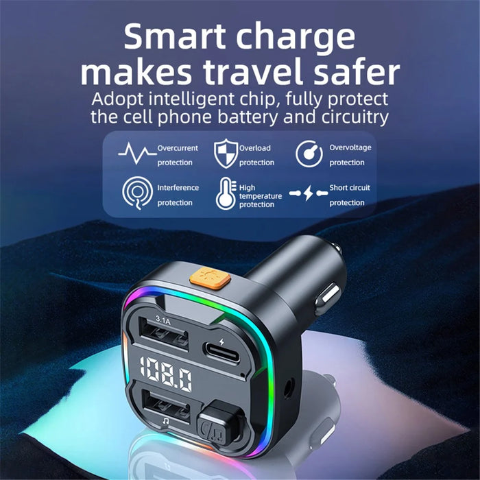 C3 Bluetooth-compatible Hands-free Call Adapter FM Transmitter Car MP3 Music Player Type-C + Dual USB Car Charger - 7