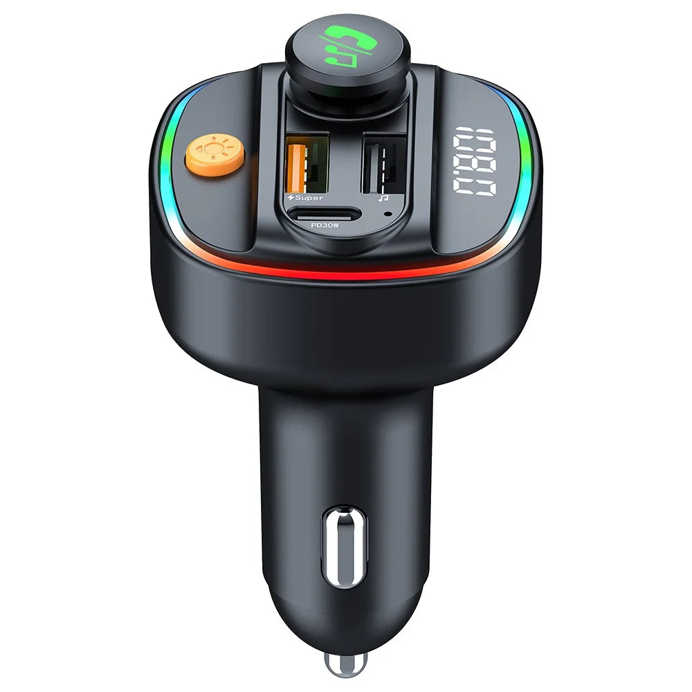 C4S Bluetooth-compatible 5.3 FM Transmitter with Digital Display for Car PD 30W+QC 3.0 Car Charger Audio MP3 Player - 2