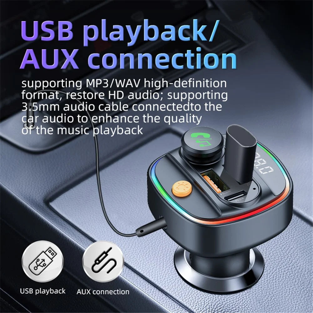 C4S Bluetooth-compatible 5.3 FM Transmitter with Digital Display for Car PD 30W+QC 3.0 Car Charger Audio MP3 Player - 6