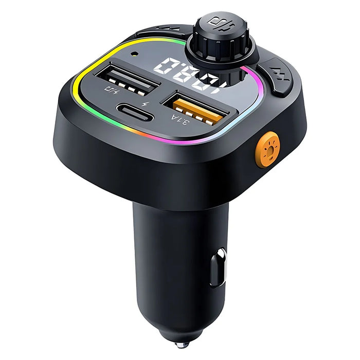 C6 Digital Display FM Car Bluetooth-compatible Transmitter Type-C+2 USB Fast Charger Audio MP3 Player - 1