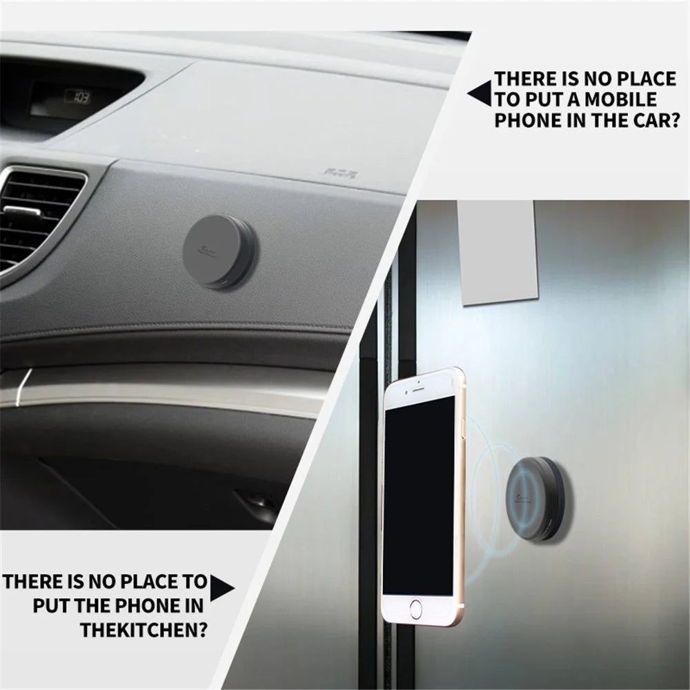 SUMI-TAP Round Mini Magnetic Car Phone Holder Stand Magnet Mount Cell Mobile Wall Car GPS Support - Black - 2