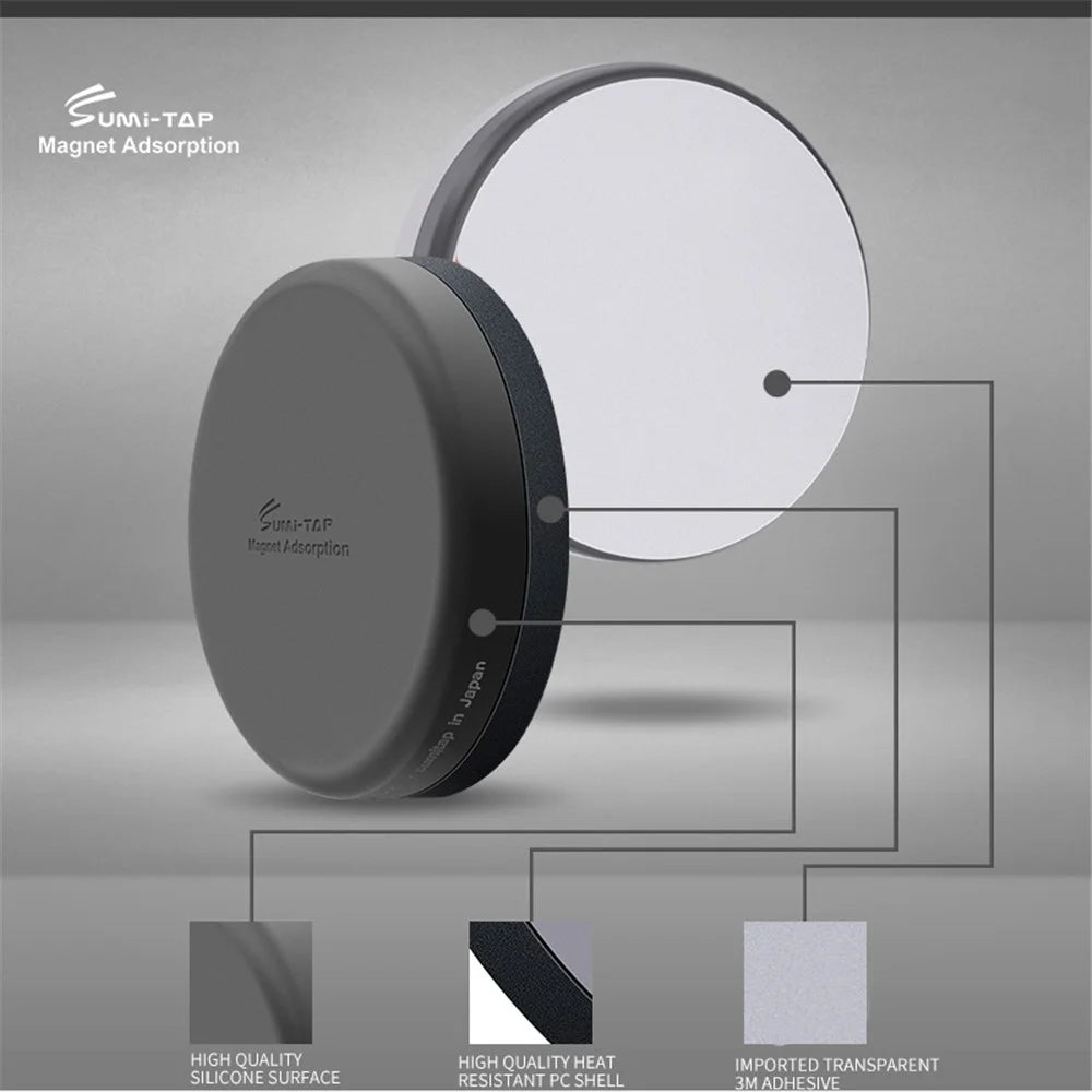 SUMI-TAP Round Mini Magnetic Car Phone Holder Stand Magnet Mount Cell Mobile Wall Car GPS Support - Black - 3