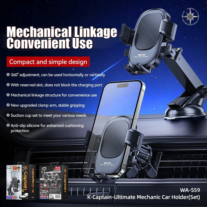 WEKOME WA-S59 Car Mount Holder Set Multi-Angle Adjustable Vehicle Phone Holder - 7