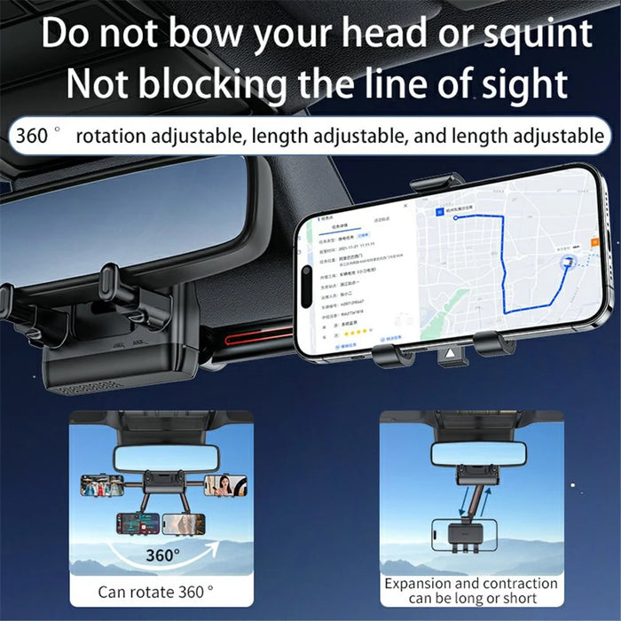 YESIDO C265 Car Rearview Mirror Phone Holder 360 Degree Rotating Mobile Phone Braceket - 4