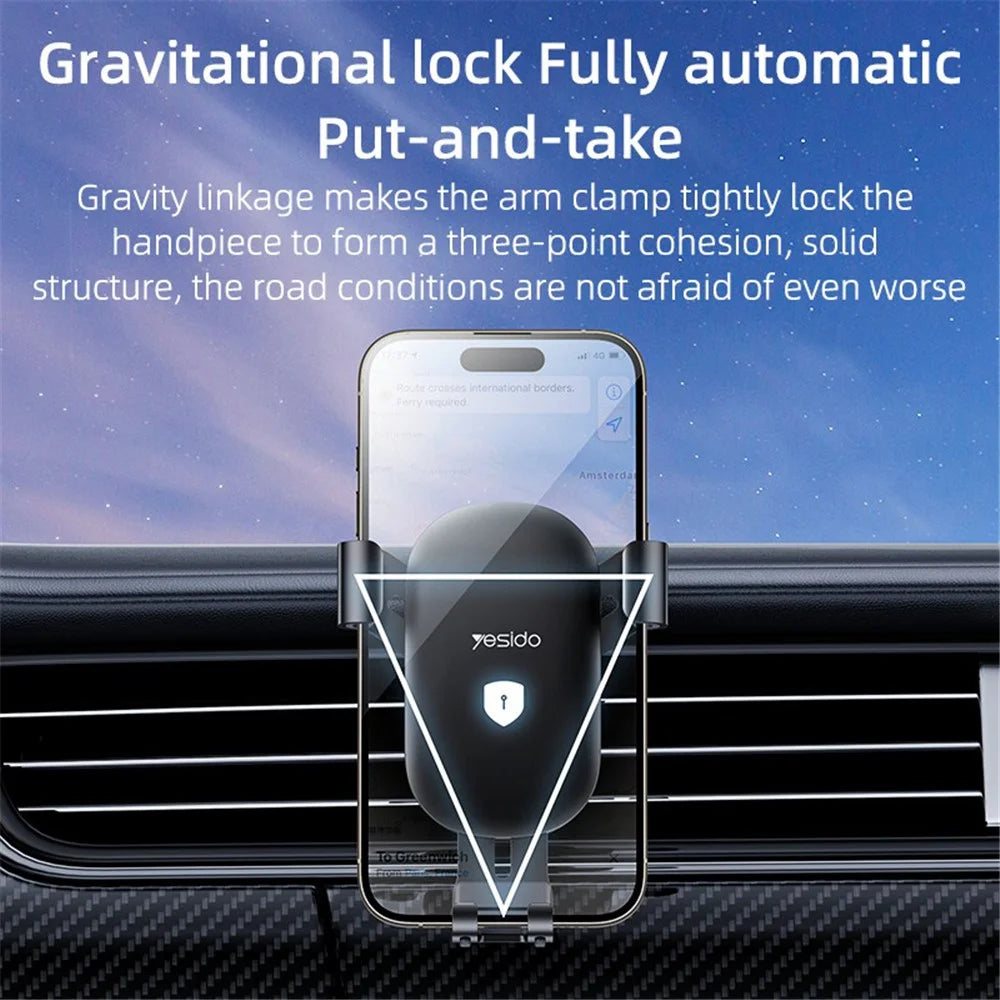 YESIDO C243 Car Air Vent Phone Holder ABS+Aluminum Alloy Gravity Phone Mount Braceket - 3