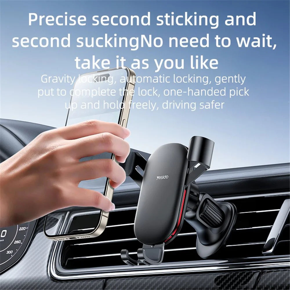 YESIDO C243 Car Air Vent Phone Holder ABS+Aluminum Alloy Gravity Phone Mount Braceket - 4