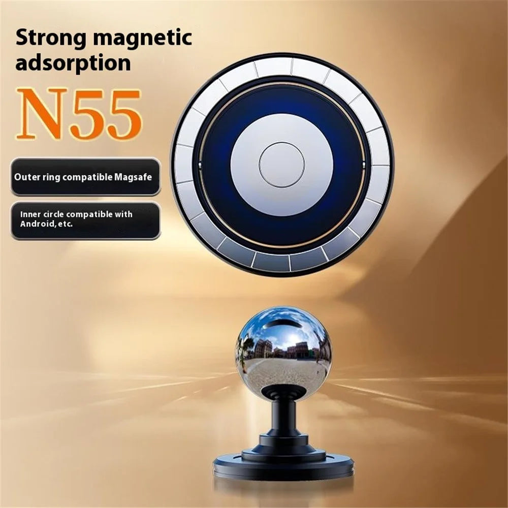 D58 Adhesive Bottom Alloy Car Mount Phone Bracket Magnetic Phone Holder - 2