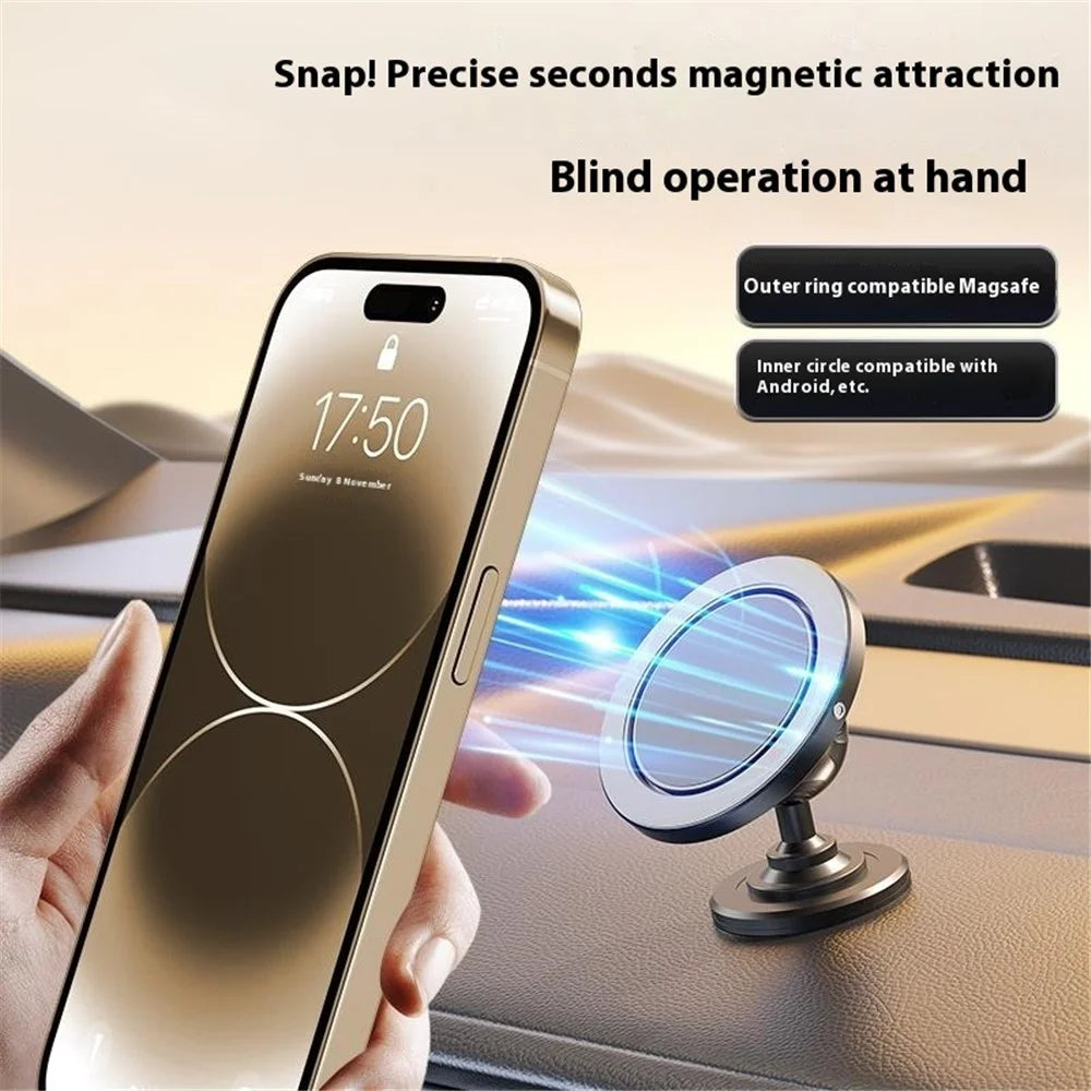 D58 Adhesive Bottom Alloy Car Mount Phone Bracket Magnetic Phone Holder - 4