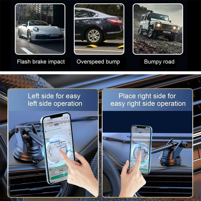 Q33 Car Dashboard Mount Suction Cup Base Telescopic Arm Magnetic Phone Holder Bracket - 5
