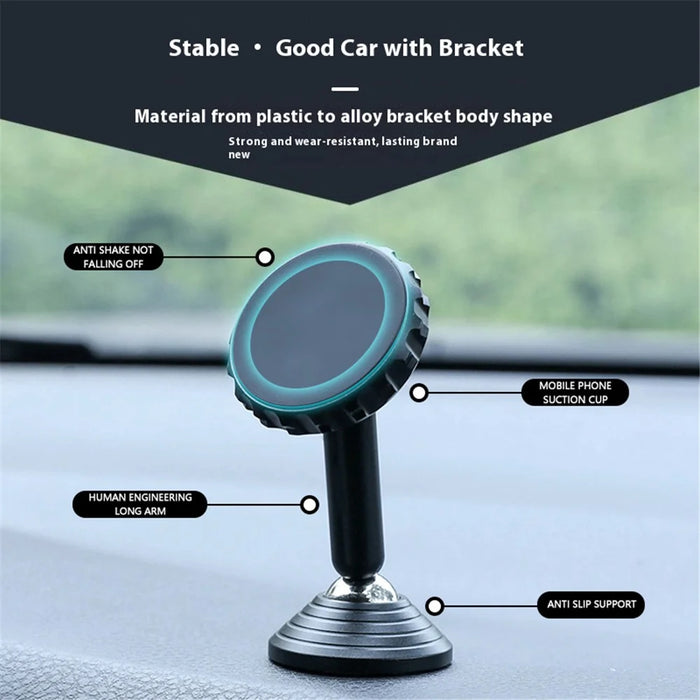 Q7 Suction Cup Bottom Phone Holder Magnetic Car Dashboard Phone Bracket for SUV Vehicle - Black - 5