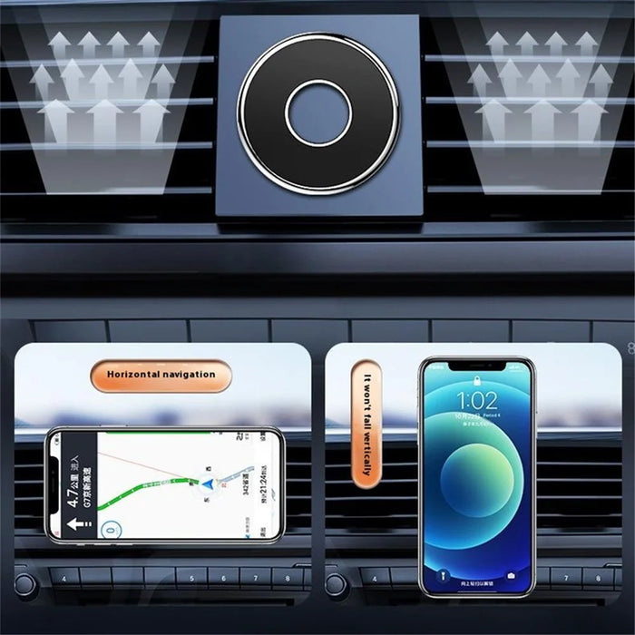 Q6 Car Dashboard Magnetic Phone Mount Ring Shape Phone Holder with Adhesive Bottom - Chrome Color - 4