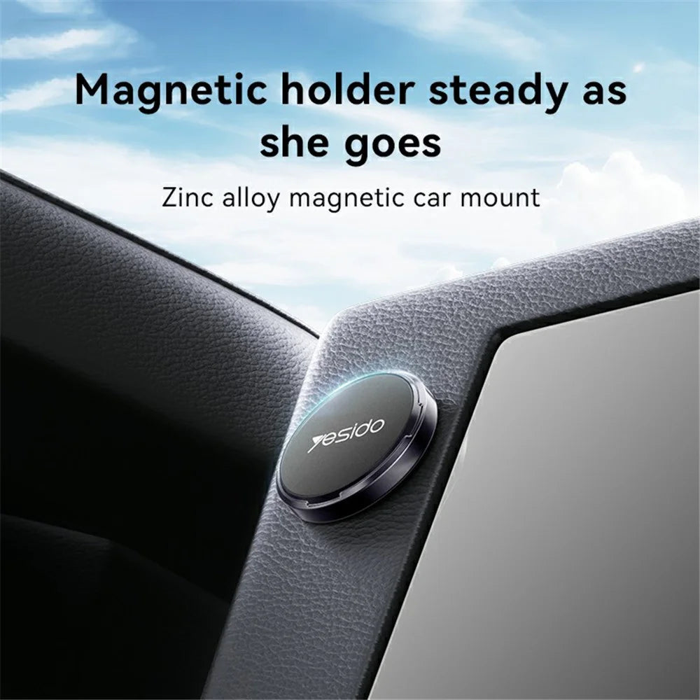YESIDO C211 Round Magnetic Car Phone Holder Adhesive Zinc Alloy Cellphone Stand - 3
