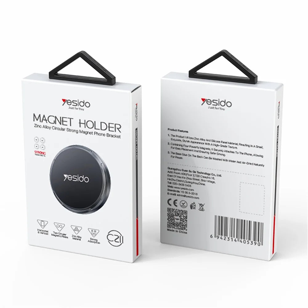 YESIDO C211 Round Magnetic Car Phone Holder Adhesive Zinc Alloy Cellphone Stand - 7