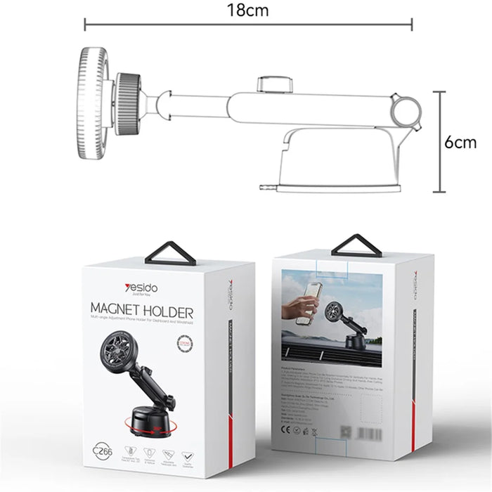 YESIDO C266 Magnetic Car Dashboard Phone Holder Suction Cup Mount Cellphone Stand - 7