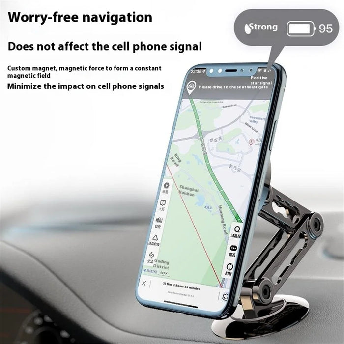 XWJ-YC08 Car Dashboard Magnetic Phone Holder Aluminum Alloy 360-Degree Rotation Cellphone Stand - Grey - 4