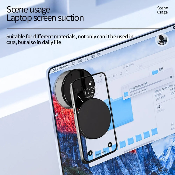 X10Q 360 Degree Rotatable Car Suction Cup Mount Magnetic Adsorption Phone Holder Folding Bracket - Silver - 4