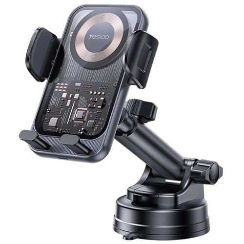 YESIDO C307 Phone Holder Stand 15W Wireless Charger Car Dashboard Suction Cup Bracket Auto Clamping - 1