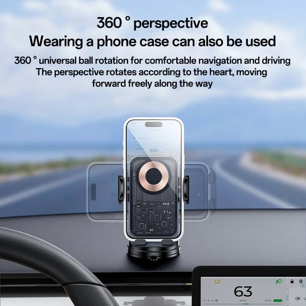 YESIDO C307 Phone Holder Stand 15W Wireless Charger Car Dashboard Suction Cup Bracket Auto Clamping - 4