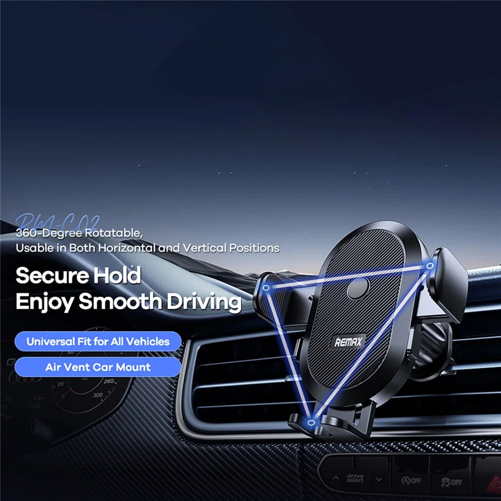 REMAX RM-C02 Air Vent Car Mount Phone Holder 360-Degree Rotation Anti-Slip Compatible with 4-6.5 Inch Phones - 2