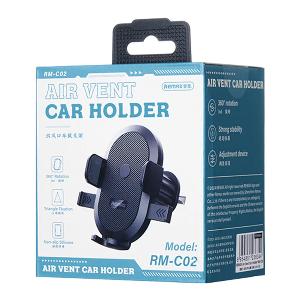 REMAX RM-C02 Air Vent Car Mount Phone Holder 360-Degree Rotation Anti-Slip Compatible with 4-6.5 Inch Phones - 4
