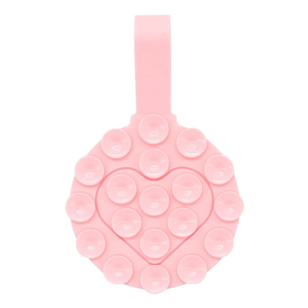 RK-X18 19 Grain Silicone Suction Cup Heart-Shaped Double-Sided Phone Holder Detachable Phone Mount - Pink - 1