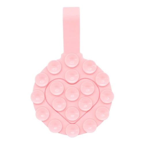 RK-X18 19 Grain Silicone Suction Cup Heart-Shaped Double-Sided Phone Holder Detachable Phone Mount - Pink - 1
