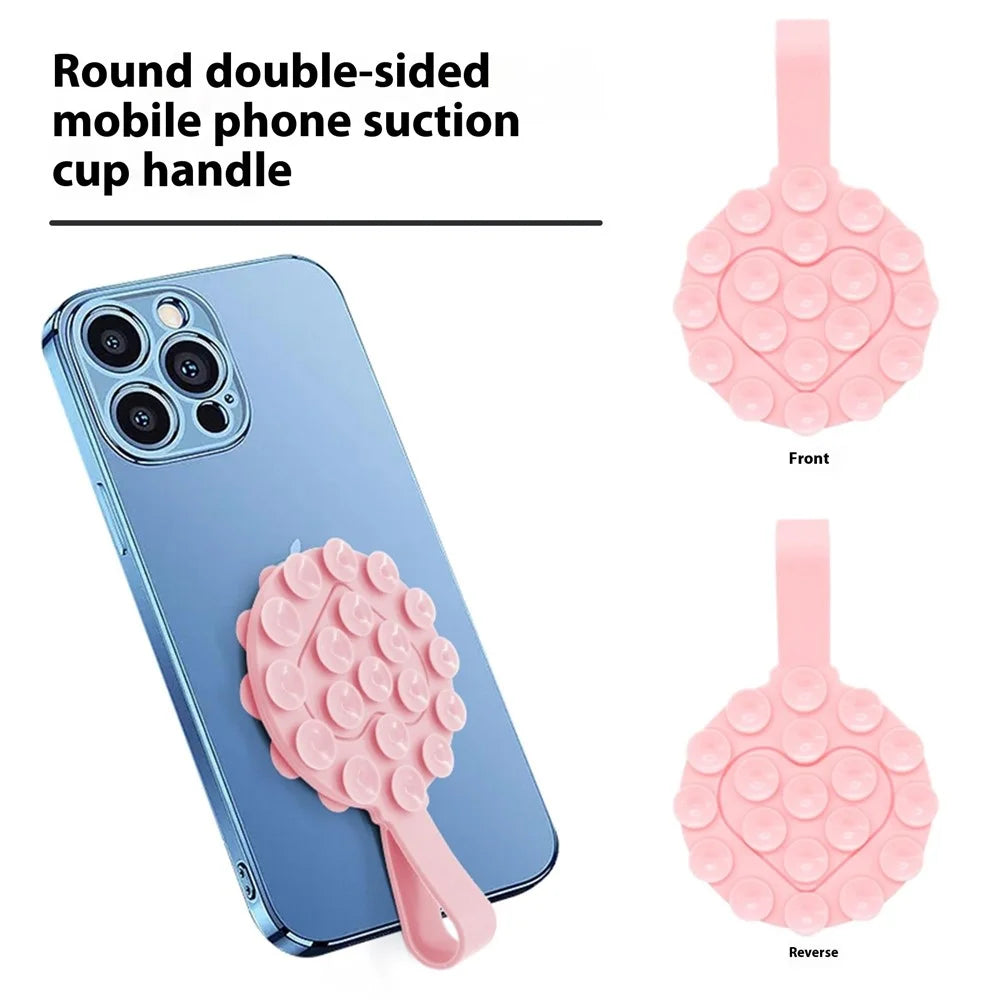 RK-X18 19 Grain Silicone Suction Cup Heart-Shaped Double-Sided Phone Holder Detachable Phone Mount - Pink - 2