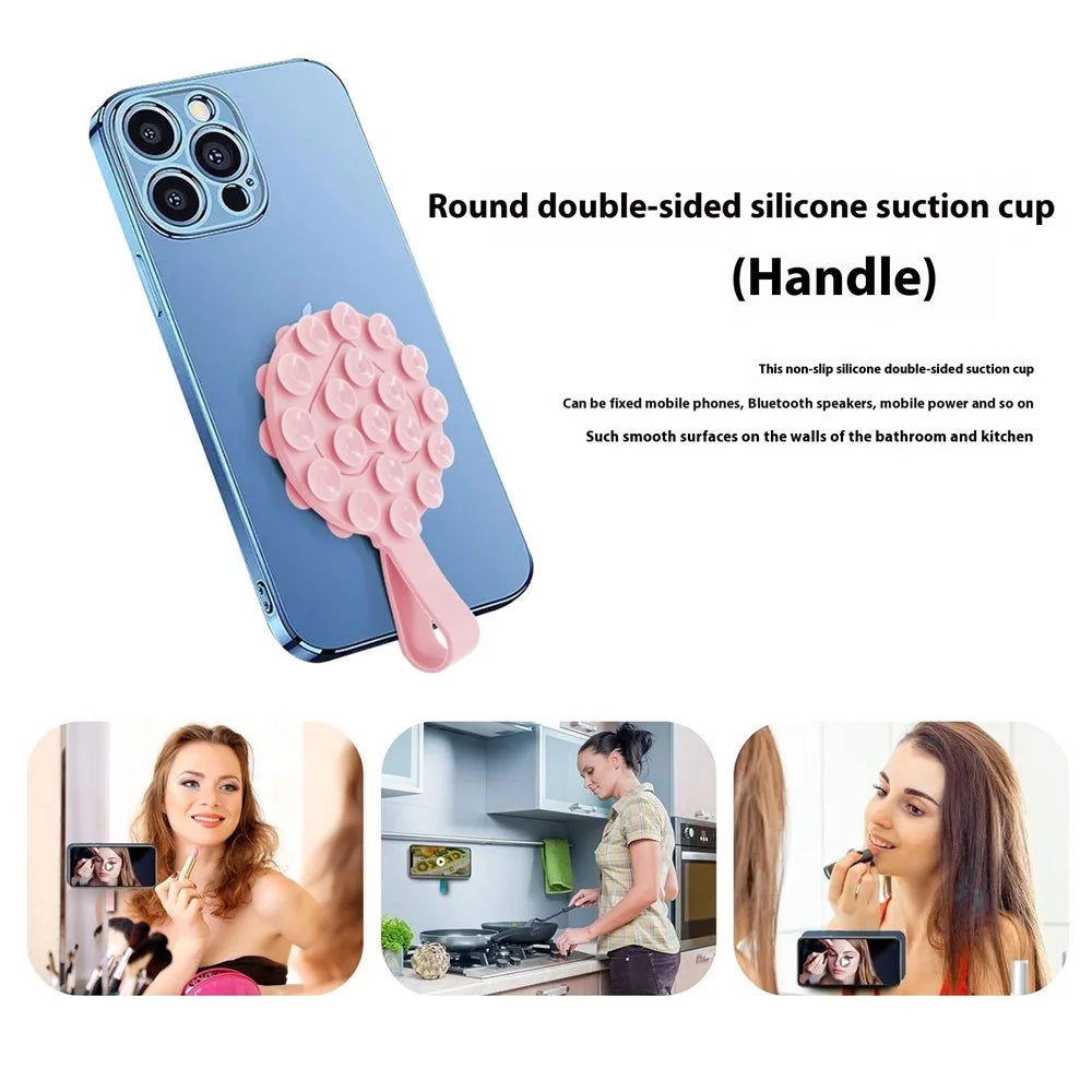 RK-X18 19 Grain Silicone Suction Cup Heart-Shaped Double-Sided Phone Holder Detachable Phone Mount - Pink - 3