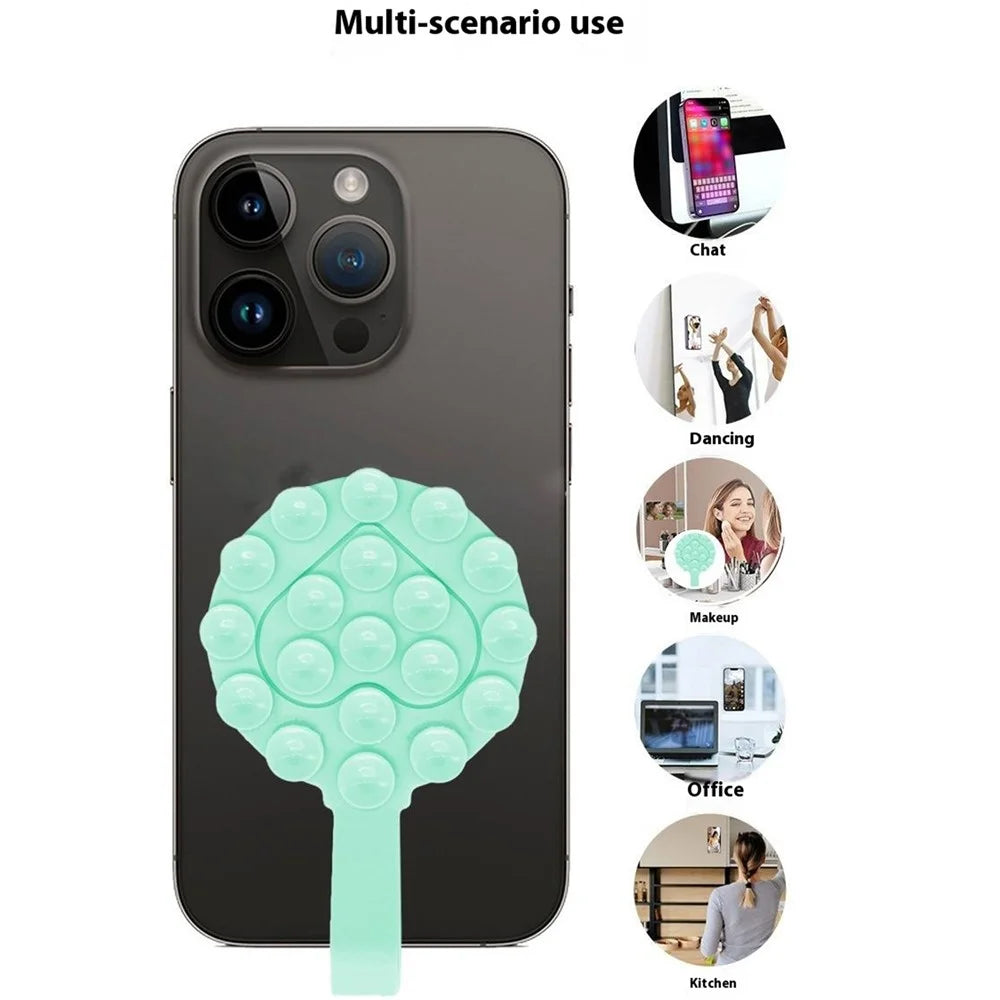 RK-X18 19 Grain Silicone Suction Cup Heart-Shaped Double-Sided Phone Holder Detachable Phone Mount - Pink - 5
