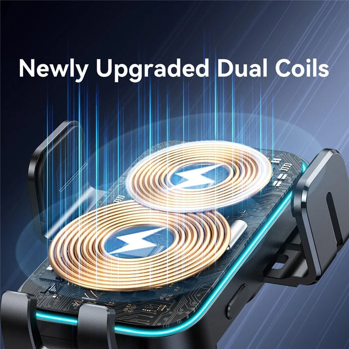 JOYROOM JR-ZS246S 15W Dual Coil Wireless Car Charger LED Light Phone Holder - 4