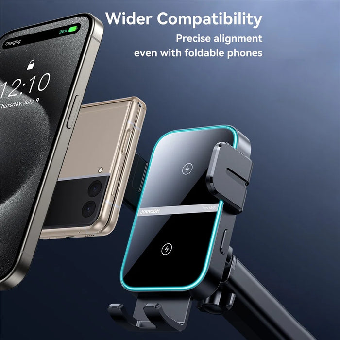 JOYROOM JR-ZS246S 15W Dual Coil Wireless Car Charger LED Light Phone Holder - 6