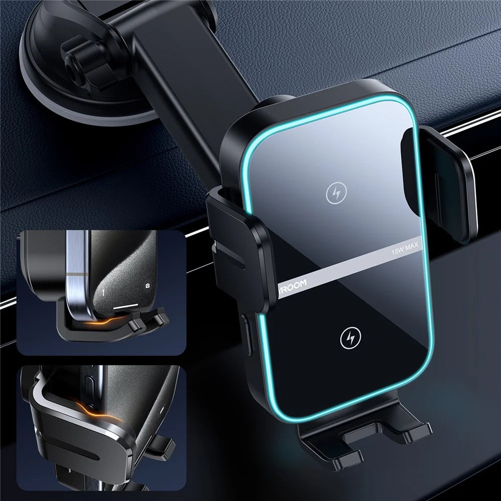 JOYROOM JR-ZS246S 15W Dual Coil Wireless Car Charger LED Light Phone Holder - 7