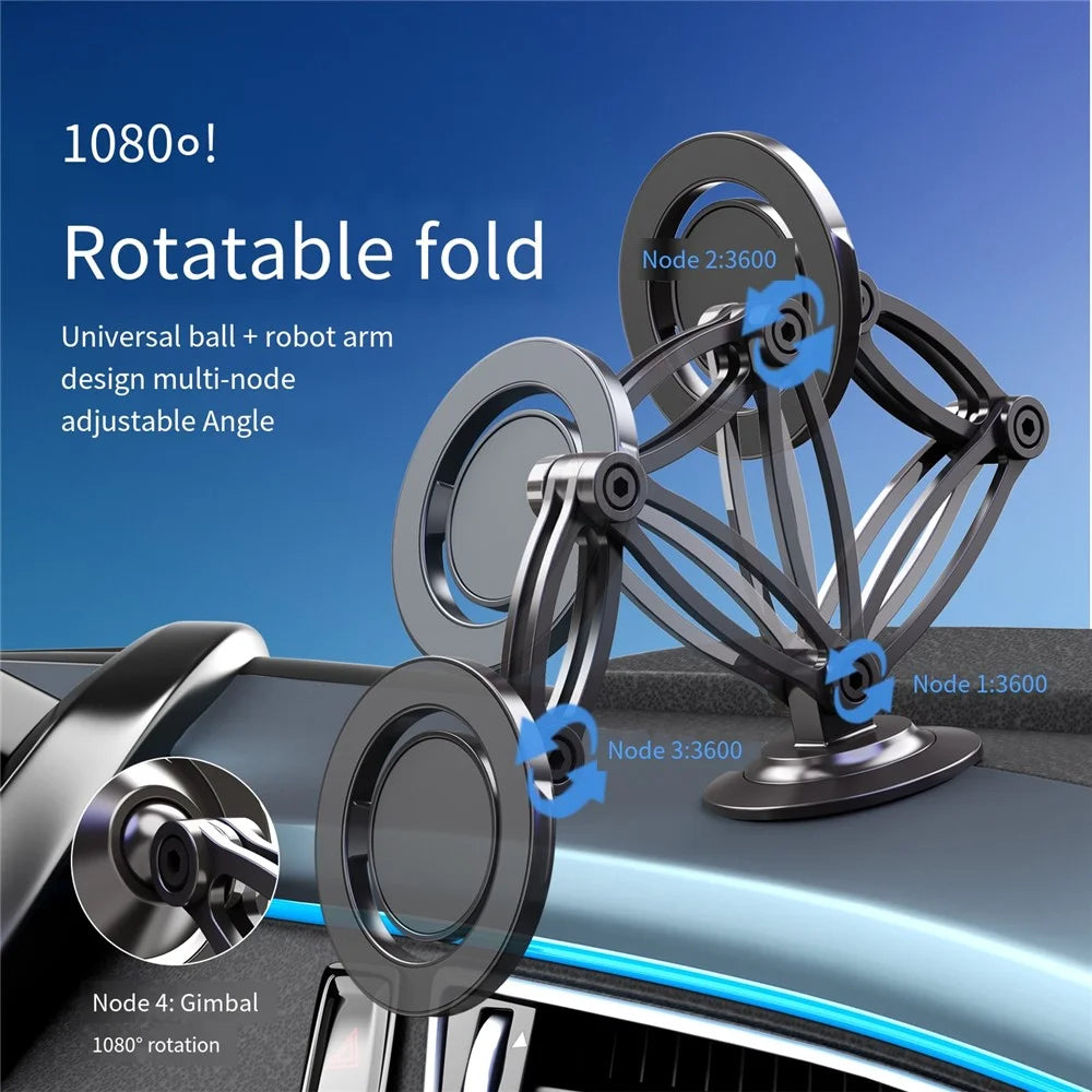 HD-030 Car Dashboard Mount Magnetic Phone Holder Alloy Adjustable Cellphone Stand - 2