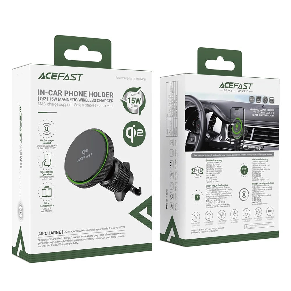 ACEFAST D33 Magnetic Wireless Charging Car Holder for Air Vent (Qi2 Certified) - 7