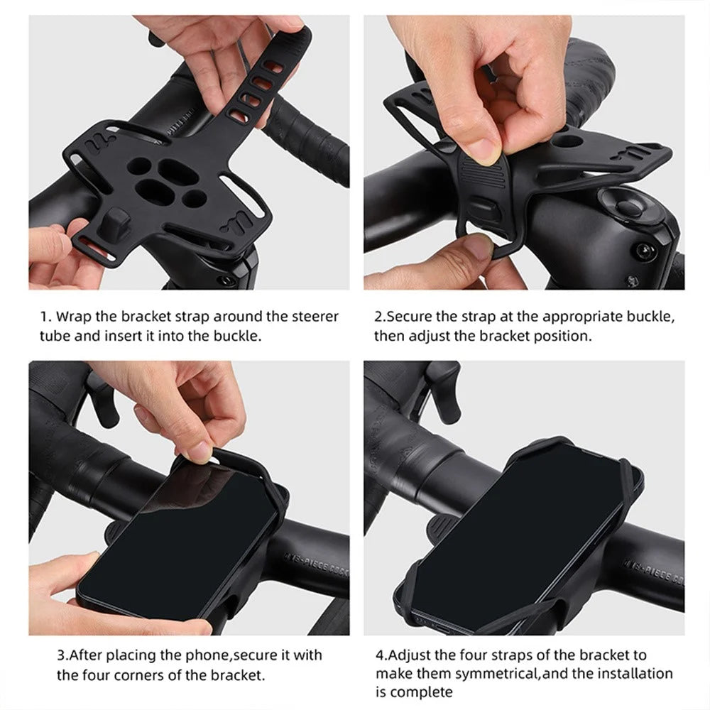 WEST BIKING YP0715084 Bike Handlebar Phone Holder Soft Silicone E-Bike Bicycle Cellphone Bracket - 7