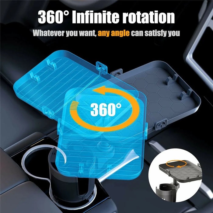 Multifunctional Car Cup Holder Expander Tray with Detachable Plate Phone Stand Food Tray - 2